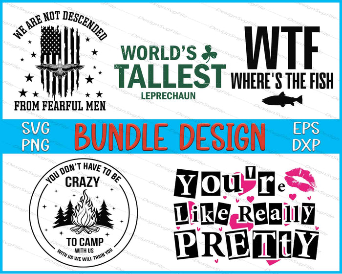 Collection of various text-based designs with graphics on a white background.