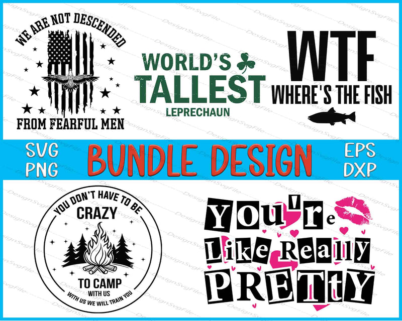 Collection of various text-based designs with graphics on a white background.