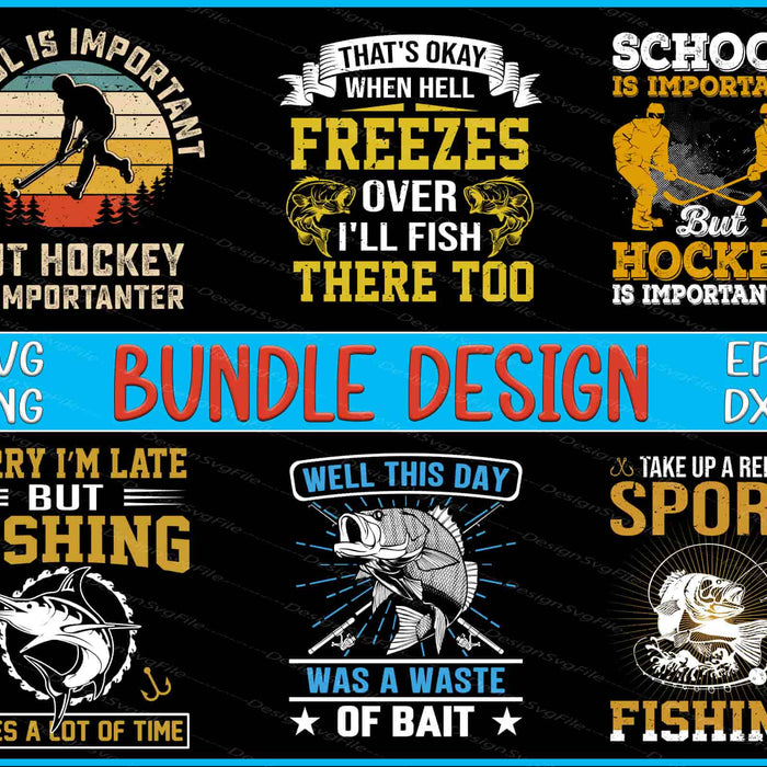 Fishing Bundle SVG, Hockey PNG
