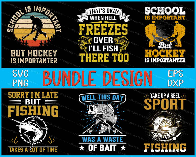 Fishing Bundle SVG, Hockey PNG