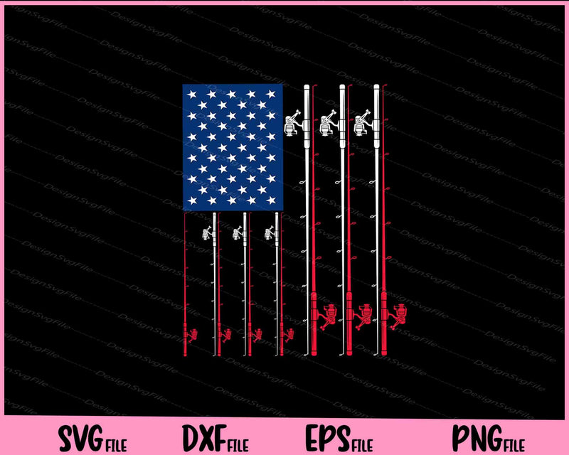 Fishing Rod US Flag Cute Fish Hunting Svg Cutting Printable Files  - Premium Cutting Files in SVG, PNG & EPS Formats - Premium SVG Cutting Files for Crafts