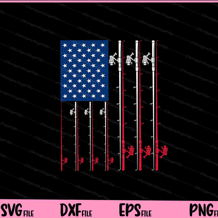 Fishing Rod US Flag Cute Fish Hunting Svg Cutting Printable Files  - Premium Cutting Files in SVG, PNG & EPS Formats - Premium SVG Cutting Files for Crafts