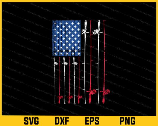 Fishing Rods American Flag Svg Cutting Printable File  - Premium Cutting Files in SVG, PNG & EPS Formats - Premium SVG Cutting Files for Crafts