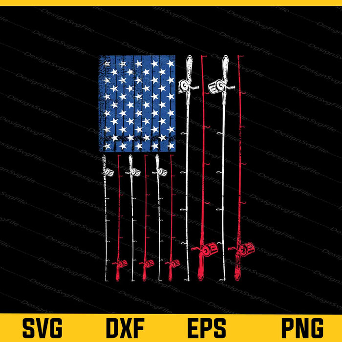 Fishing Rods American Flag Svg Cutting Printable File  - Premium Cutting Files in SVG, PNG & EPS Formats - Premium SVG Cutting Files for Crafts