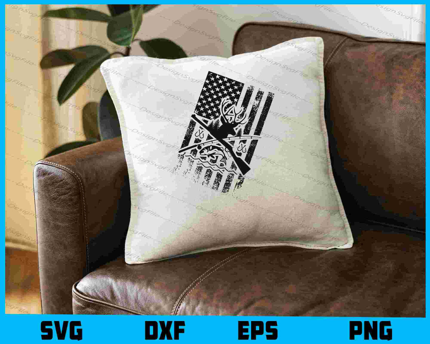 Fishing and Hunting American Flag SVG
