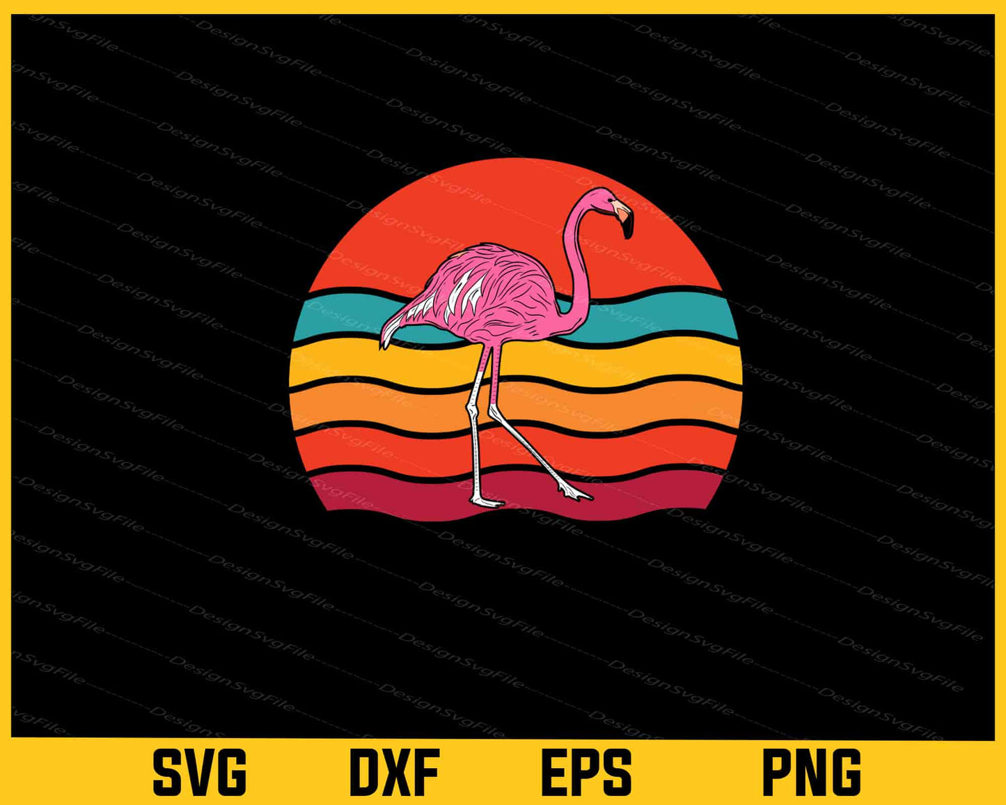Flamingo Retro Vintage Svg Cutting Printable File  - Premium Cutting Files in SVG, PNG & EPS Formats - Premium SVG Cutting Files for Crafts