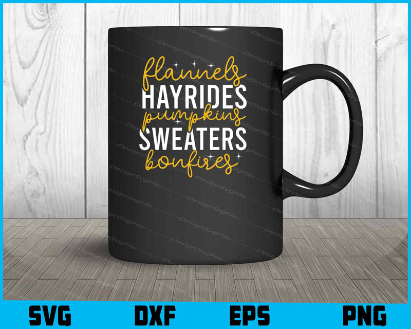 Flannels  Hayrides Pumpkins Sweaters mug