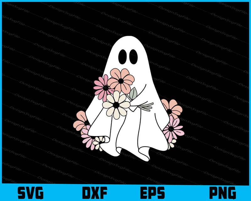 Floral Ghost Halloween SVG PNG Digital Printable File  - Premium Cutting Files in SVG, PNG & EPS Formats - Premium SVG Cutting Files for Crafts