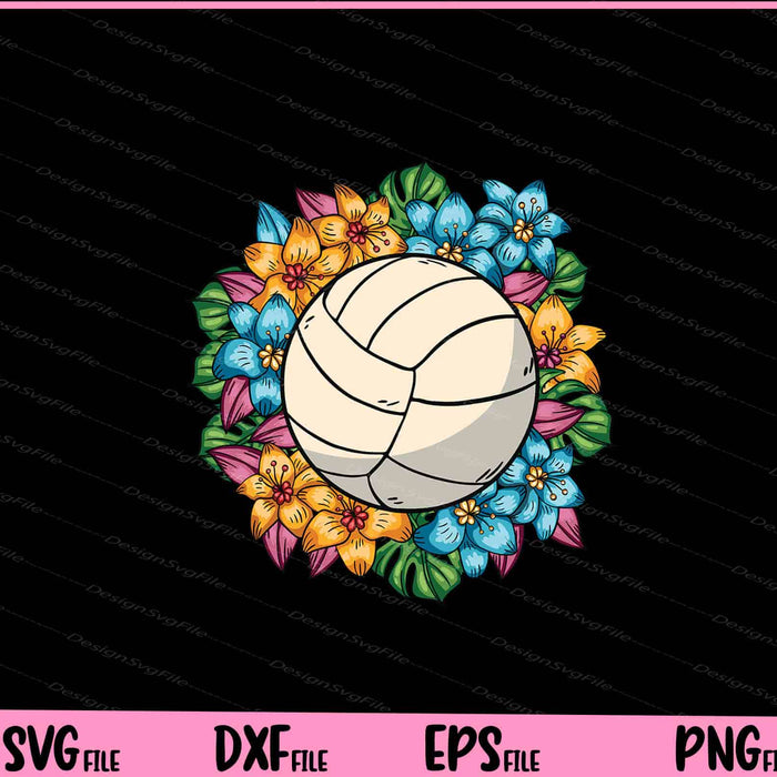 Floral Volleyball Vintage Svg Cutting Printable Files  - Premium Cutting Files in SVG, PNG & EPS Formats - Premium SVG Cutting Files for Crafts