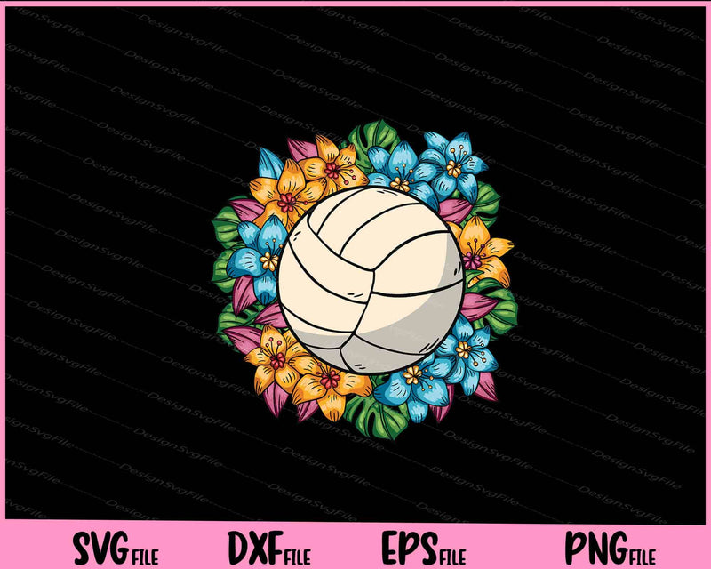Floral Volleyball Vintage Svg Cutting Printable Files  - Premium Cutting Files in SVG, PNG & EPS Formats - Premium SVG Cutting Files for Crafts