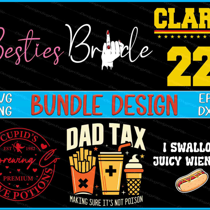 Collection of various design elements and text on a black background