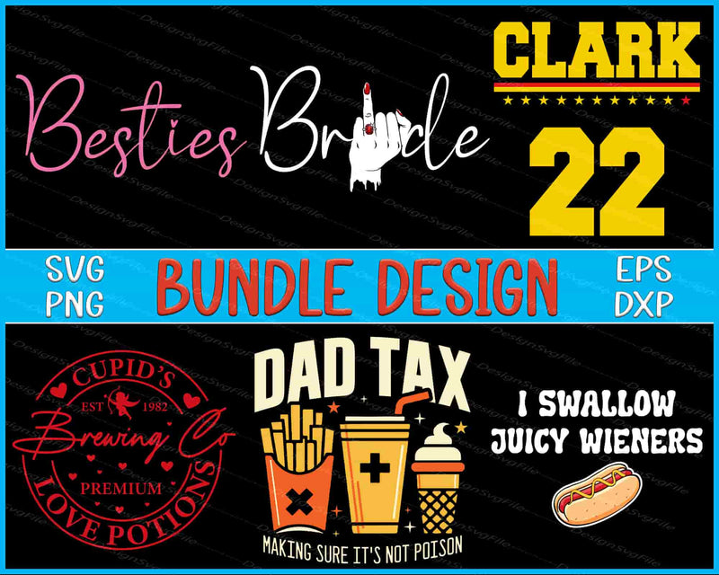 Collection of various design elements and text on a black background