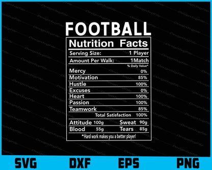 Football Nutrition Facts SVG PNG File