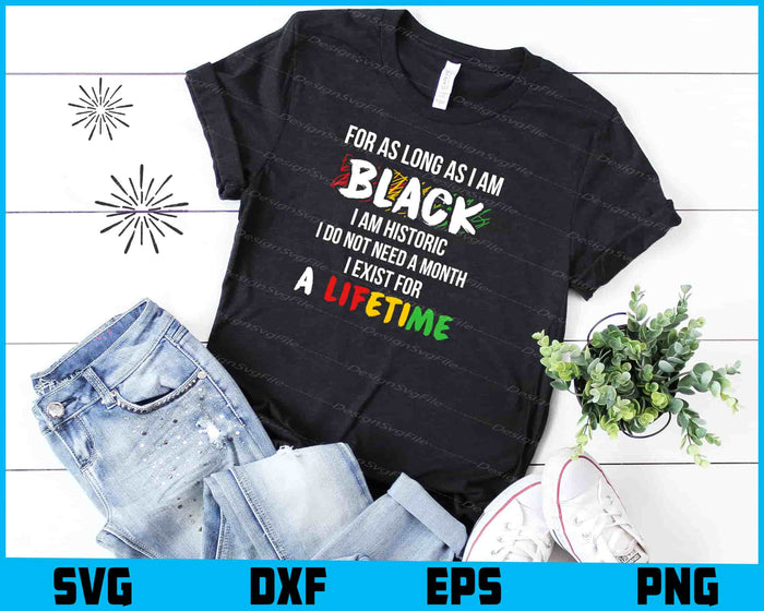 For As Long As I Am Black I Am Historic I Do Not Need A Month SVG