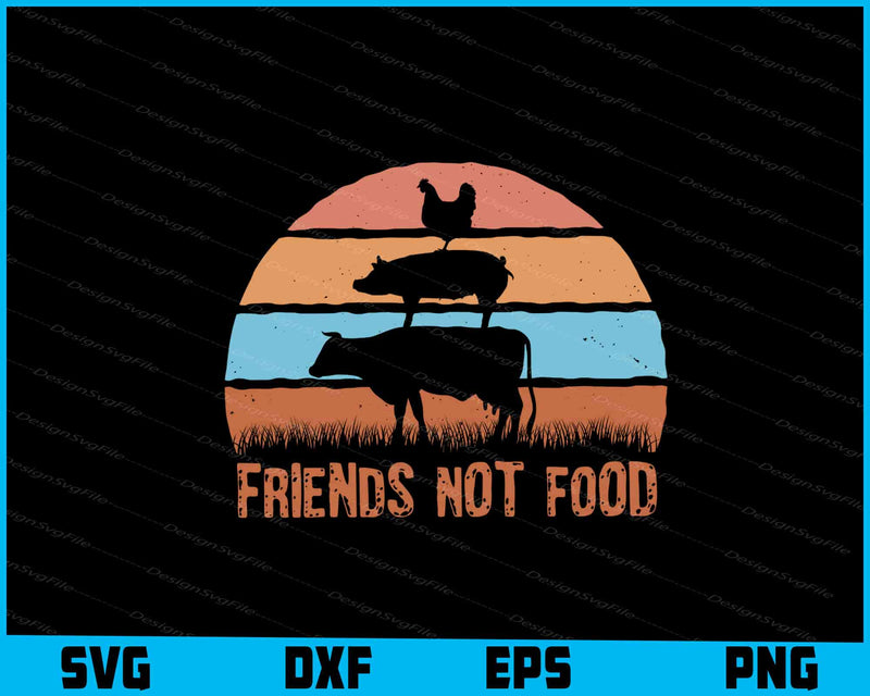 Friends Not Food Animal Retro Sunset