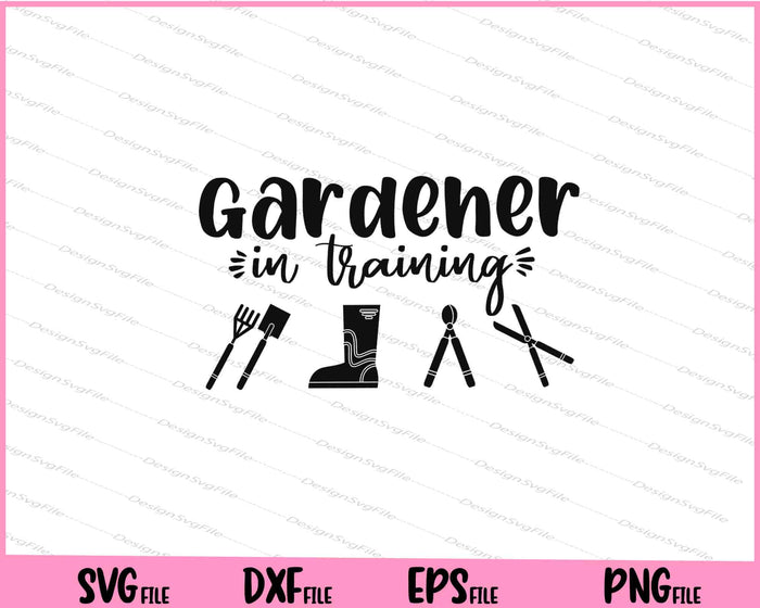 Collection of gardening-themed designs with text and icons on a white background.