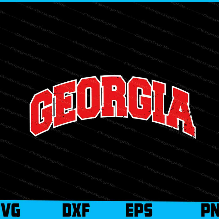 Georgia Vintage Design Red SVG, Athletic Sports PNG