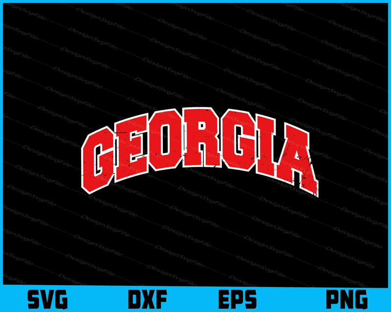 Georgia Vintage Design Red SVG, Athletic Sports PNG