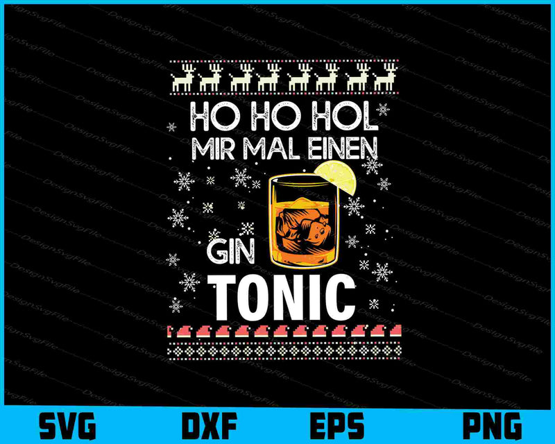 Gin Tonic Ugly Christmas Sweater Humor Alkohol Saufen SVG