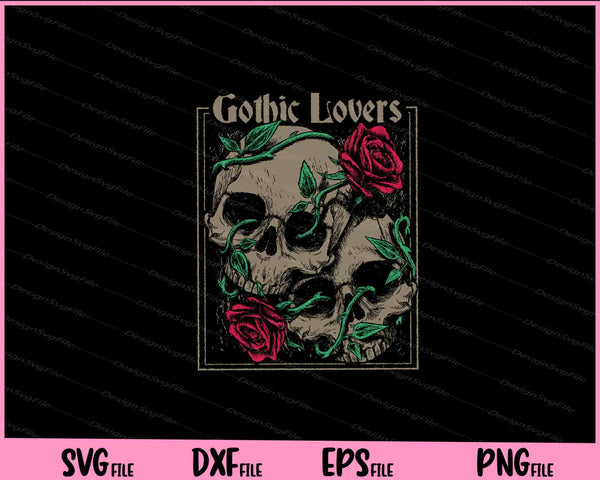 Gothic Love Skulls Design svg