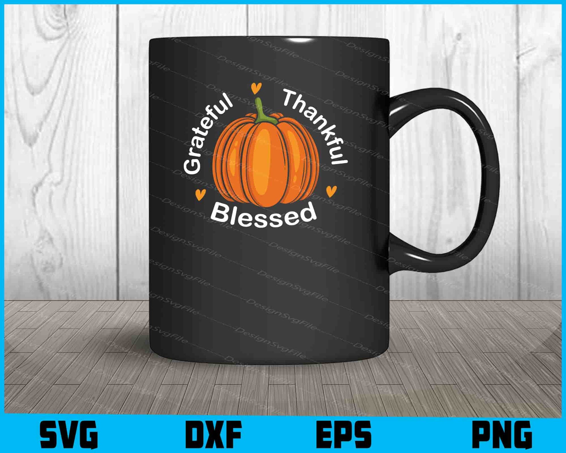 Grateful Thankful Blessed Pumpkin SVG PNG Design Printable File  - Premium Cutting Files in SVG, PNG & EPS Formats - Premium SVG Cutting Files for Crafts