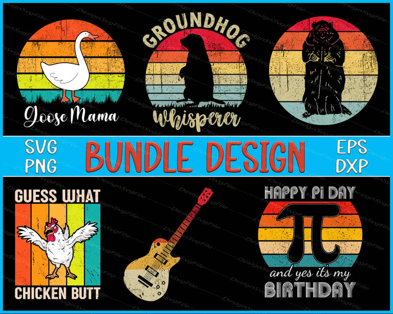 Groundhog Bundle SVG, Happy Pi Day Vintage PNG