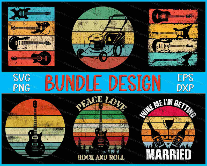 Guitar Bundle SVG, Lawn Mower PNG
