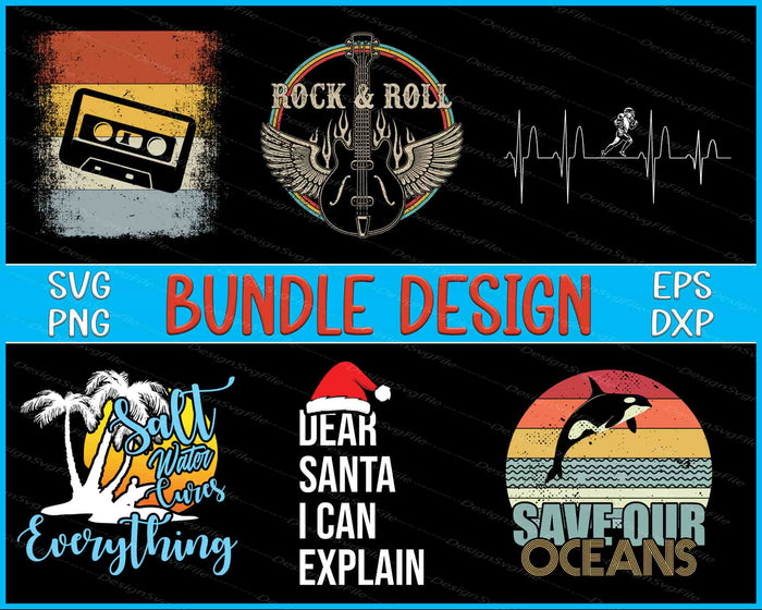 Guitar Bundle SVG, Vintage PNG Bundle Christmas