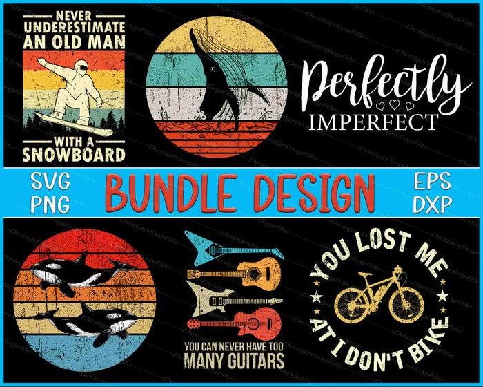 Guitars Bundle SVG, Snowboard Vintage PNG