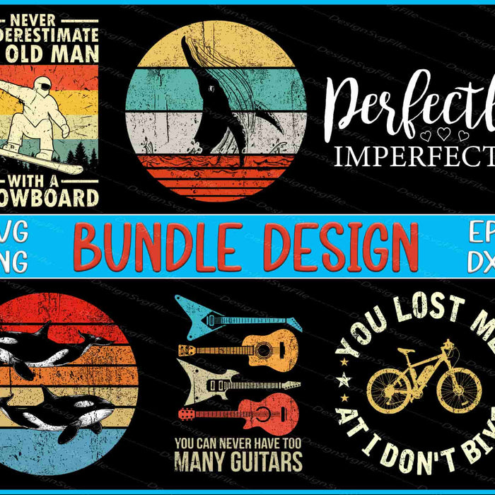 Guitars Bundle SVG, Snowboard Vintage PNG