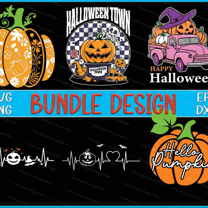 Halloween Boo Bundle SVG, Pumpkin Truck SVG Thanksgiving Day PNG