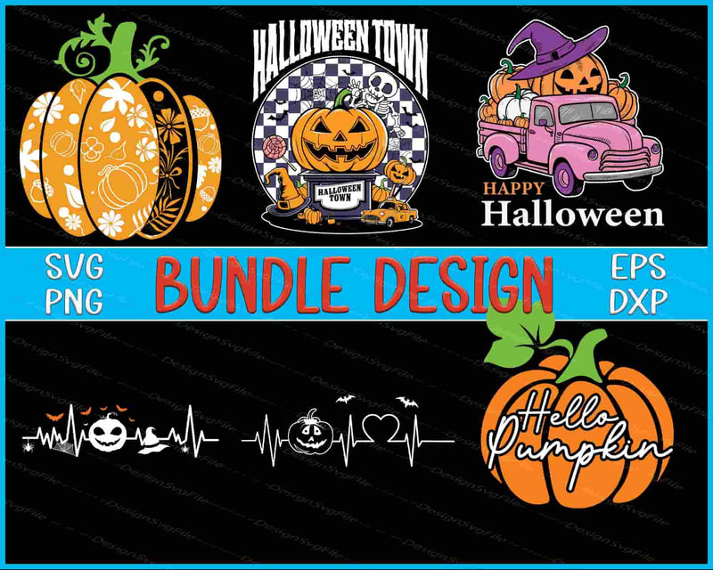 Halloween Boo Bundle SVG, Pumpkin Truck SVG Thanksgiving Day PNG