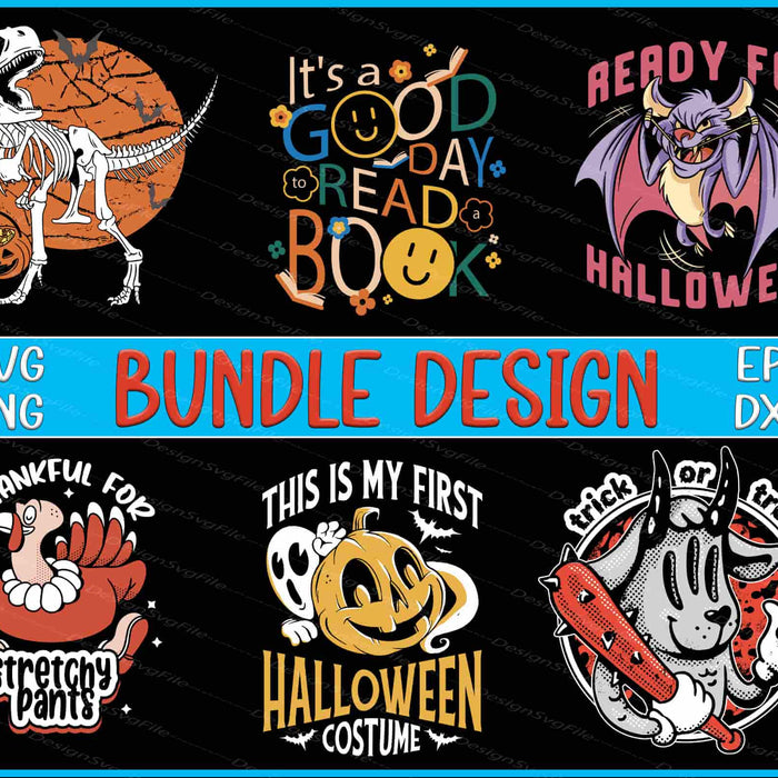 Halloween Bundle SVG, Dinosaur Skeleton PNG