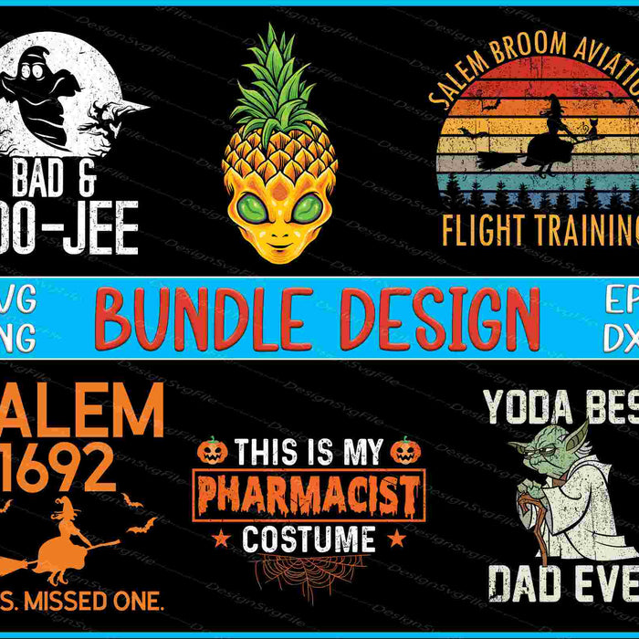 Halloween Bundle SVG, Pineapple Alien PNG