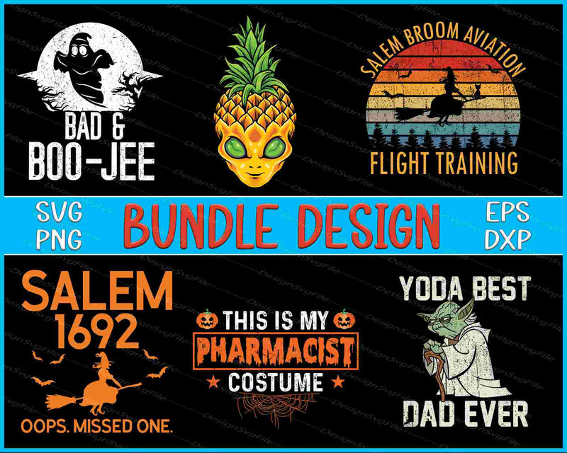 Halloween Bundle SVG, Pineapple Alien PNG