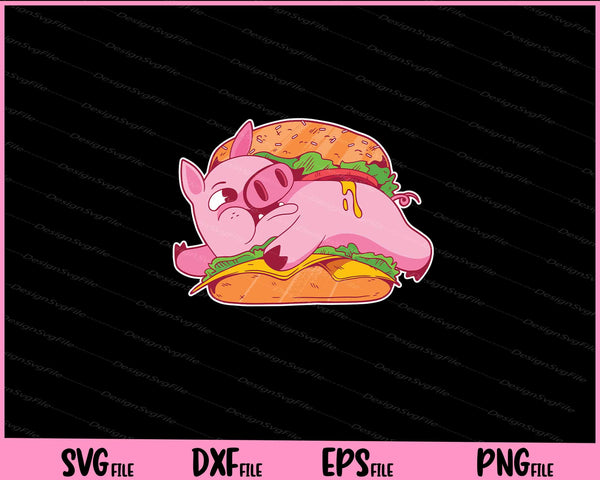 Pig Chef Holding Burger Funny svg