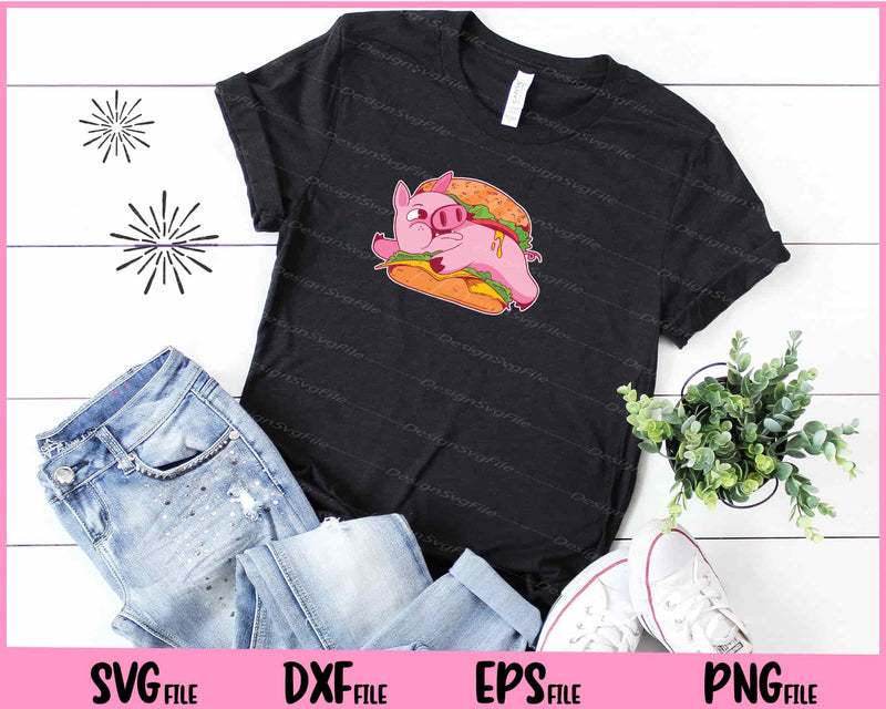 Pig Chef Holding Burger Funny t shirt