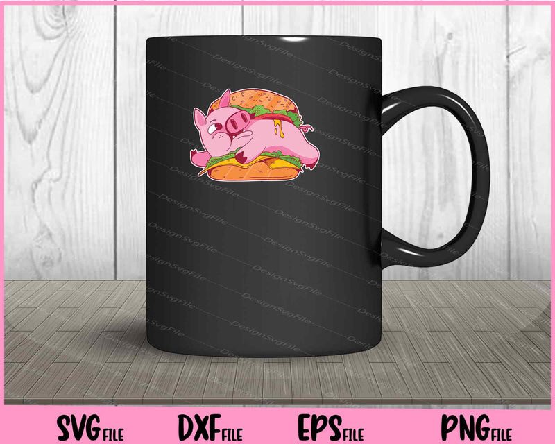 Pig Chef Holding Burger Funny mug