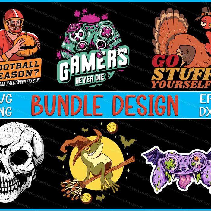 Halloween Football Bundle SVG, Halloween PNG