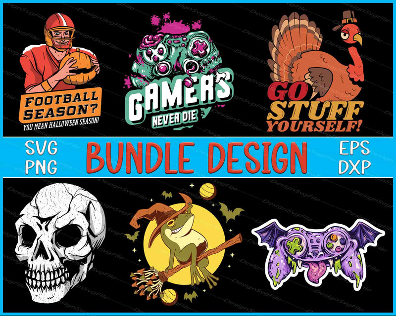 Halloween Football Bundle SVG, Halloween PNG