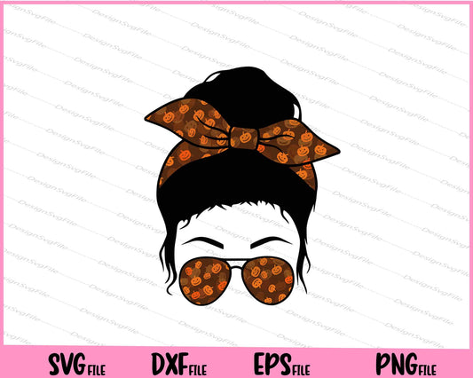 Halloween Girl Messy Bun Sunglasses Svg Cutting Printable Files  - Premium Cutting Files in SVG, PNG & EPS Formats - Premium SVG Cutting Files for Crafts