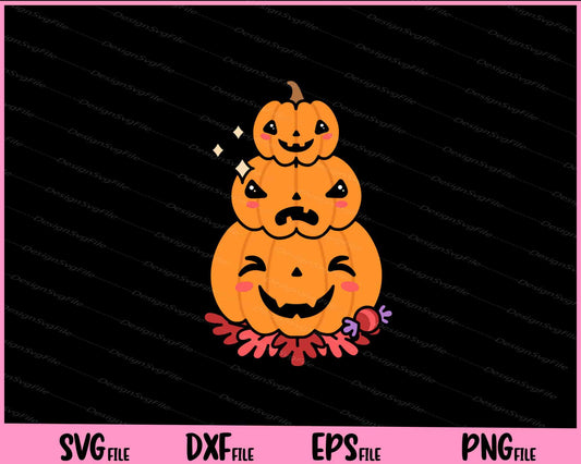 Halloween Kawaii Pumpkins Svg Cutting Printable Files  - Premium Cutting Files in SVG, PNG & EPS Formats - Premium SVG Cutting Files for Crafts