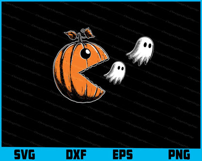 Halloween Pumpkin Eating Ghost SVG PNG Digital Printable File  - Premium Cutting Files in SVG, PNG & EPS Formats - Premium SVG Cutting Files for Crafts