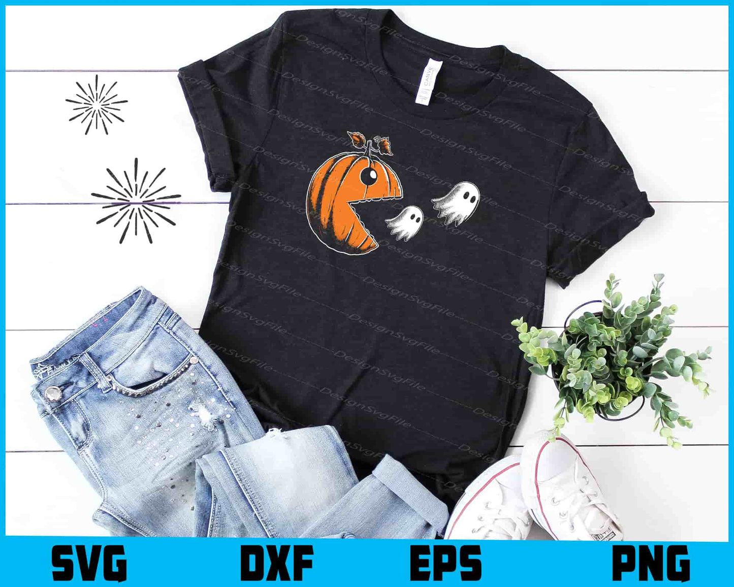 Halloween Pumpkin Eating Ghost SVG PNG Digital Printable File  - Premium Cutting Files in SVG, PNG & EPS Formats - Premium SVG Cutting Files for Crafts