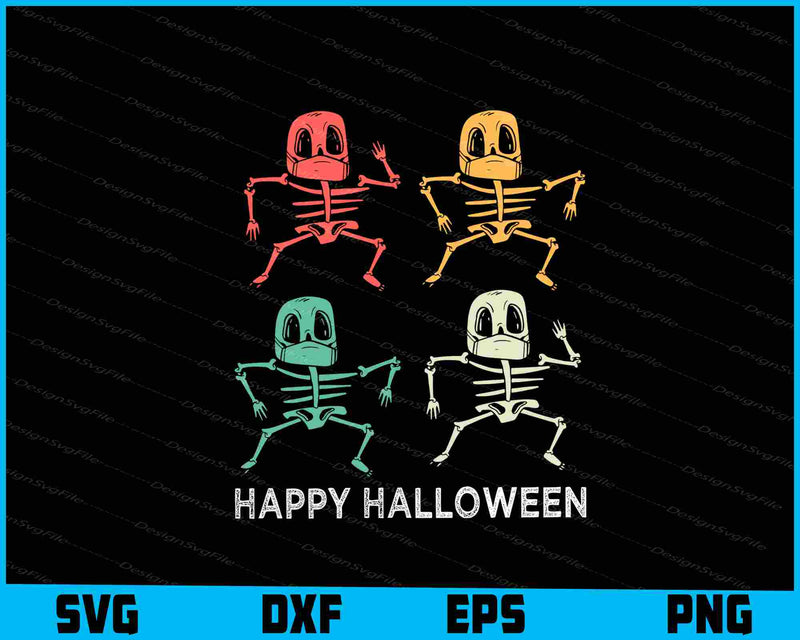 Halloween Skeleton Dancing Vintage SVG PNG Design Printable File  - Premium Cutting Files in SVG, PNG & EPS Formats - Premium SVG Cutting Files for Crafts