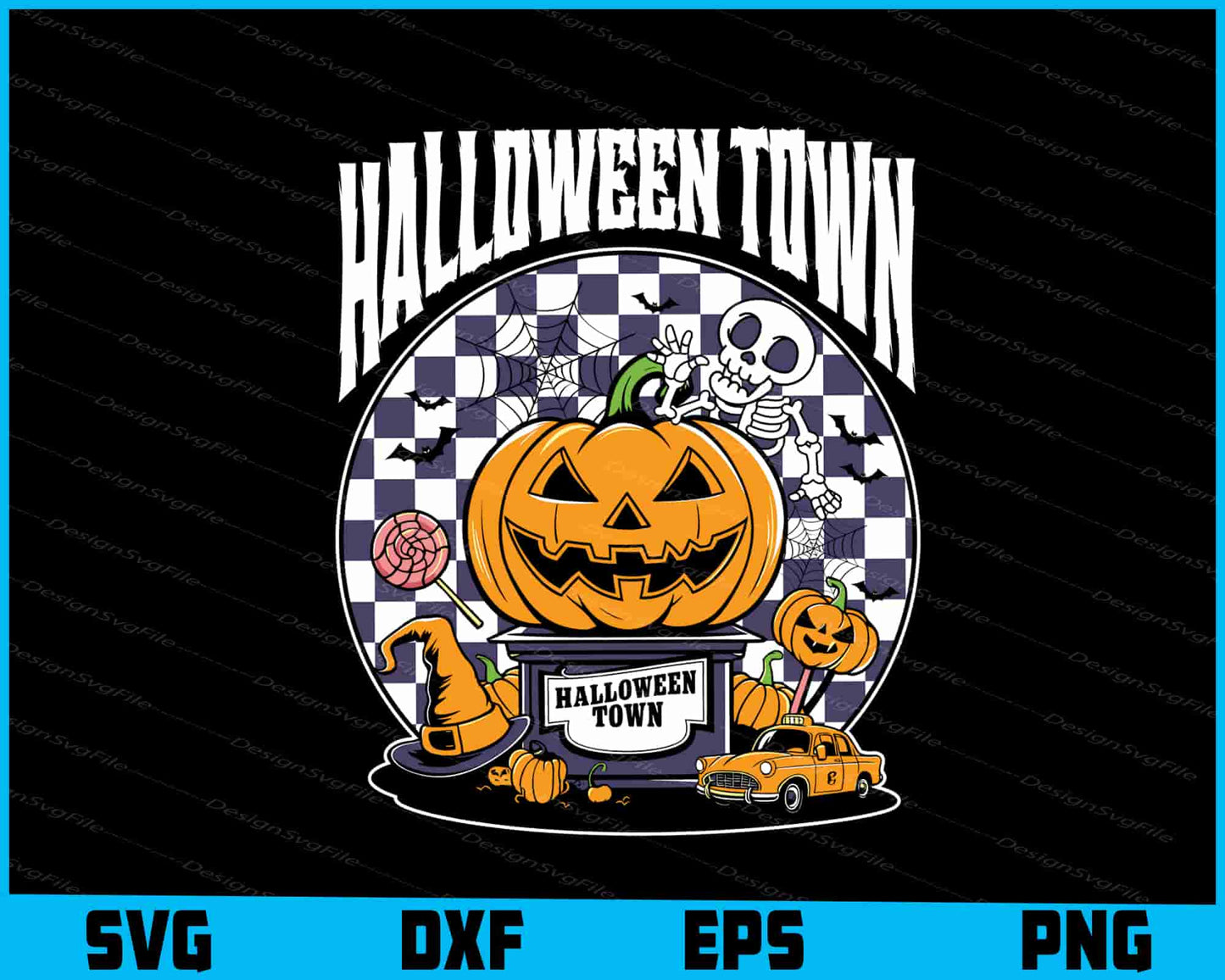 Halloween Town Vintage SVG PNG Sublimation Files  - Premium Cutting Files in SVG, PNG & EPS Formats - Premium SVG Cutting Files for Crafts