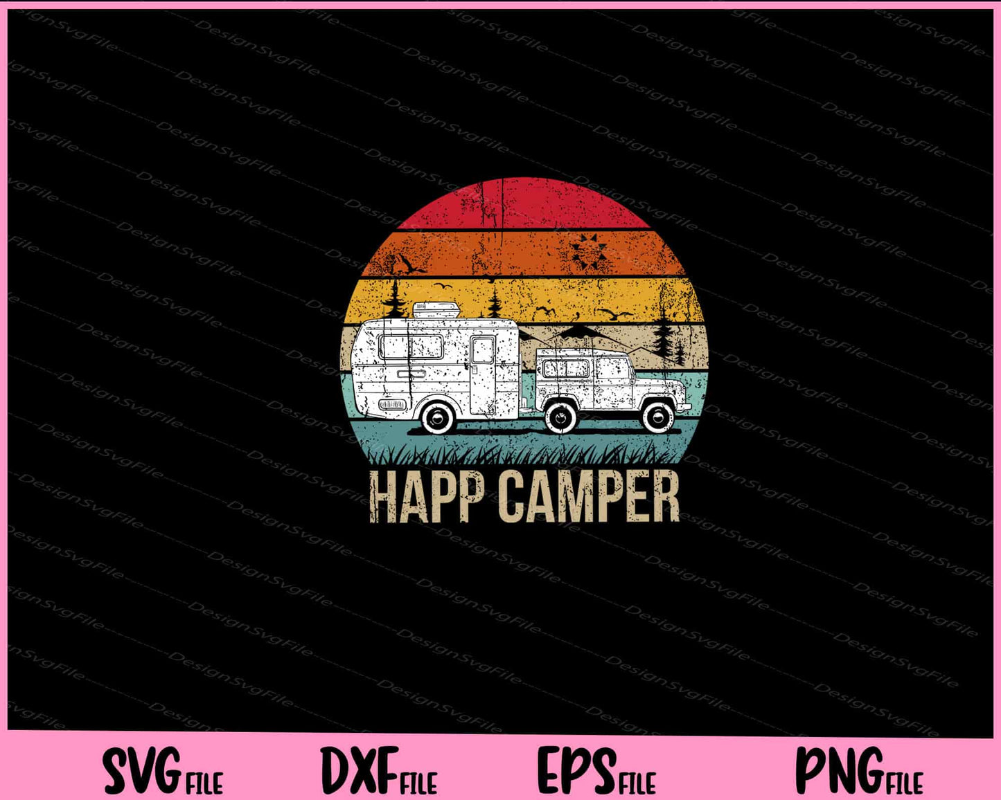 Happ Camper Vintage Svg Cutting Printable Files  - Premium Cutting Files in SVG, PNG & EPS Formats - Premium SVG Cutting Files for Crafts