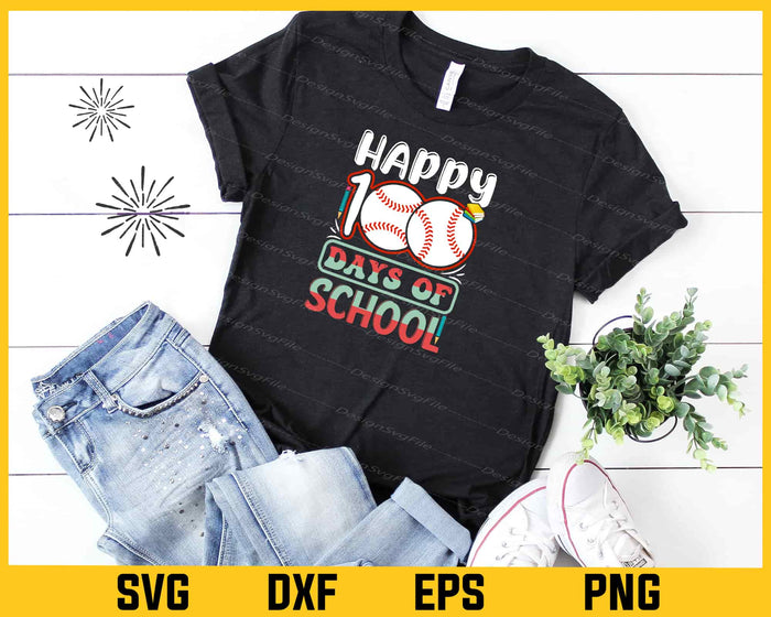 Happy 100 Days Of School Baseball Svg Cutting Printable File  - Premium Cutting Files in SVG, PNG & EPS Formats - Premium SVG Cutting Files for Crafts