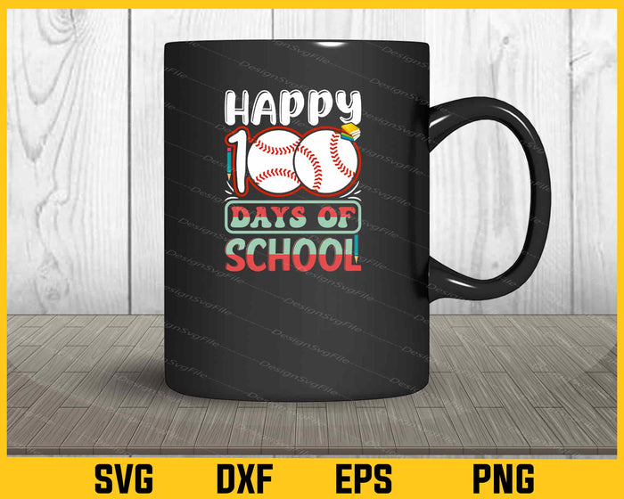 Happy 100 Days Of School Baseball Svg Cutting Printable File  - Premium Cutting Files in SVG, PNG & EPS Formats - Premium SVG Cutting Files for Crafts