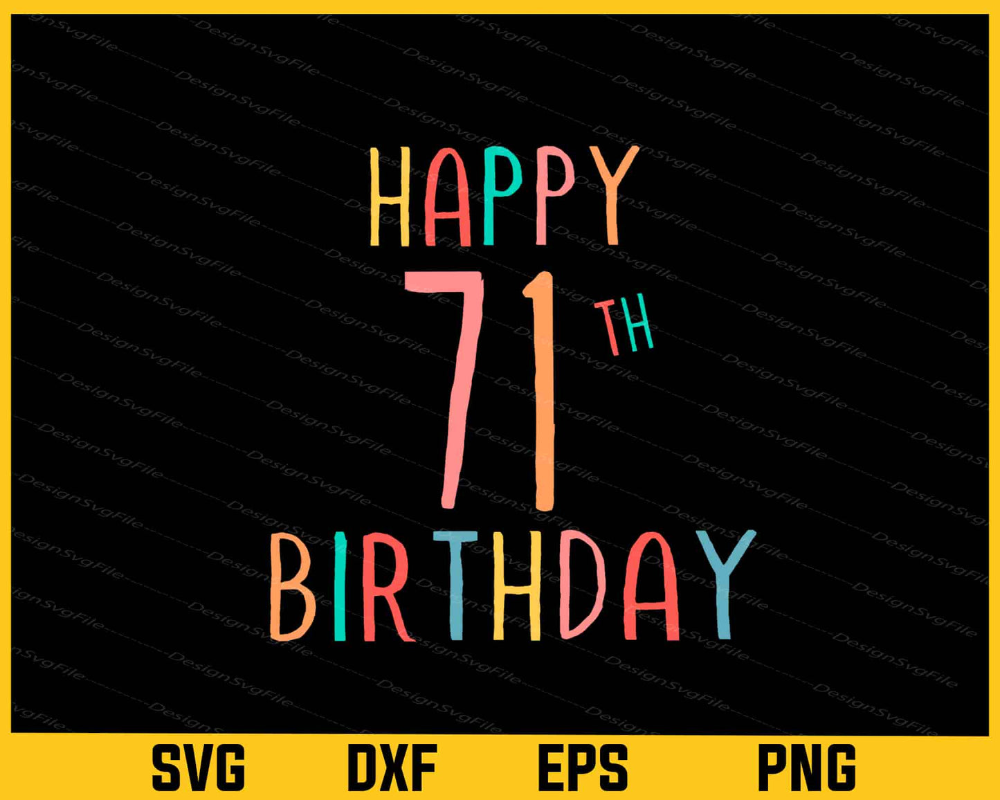 Happy 71th Birthday Svg Cutting Printable File  - Premium Cutting Files in SVG, PNG & EPS Formats - Premium SVG Cutting Files for Crafts